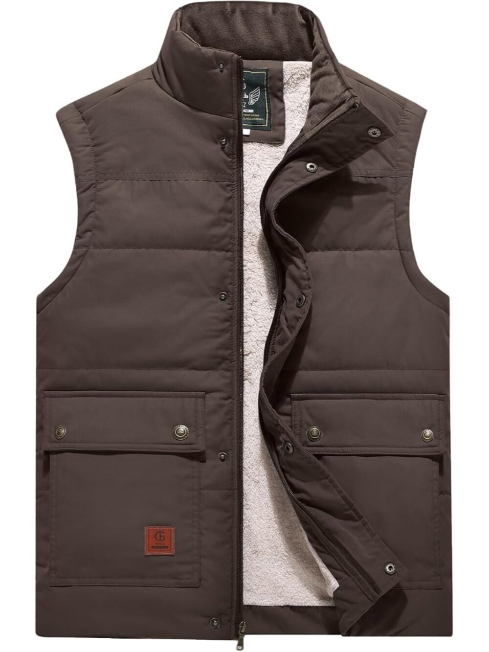 Mens Winter Warm Padded Puffer Vest Outdoor Fleece Lined Jackets